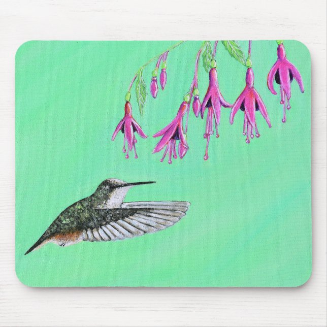 Hummingbird und Fuchsia-Malerei Mousepad (Vorne)