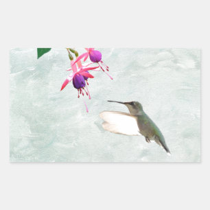 Hummingbird und Fuschia Rechteckiger Aufkleber