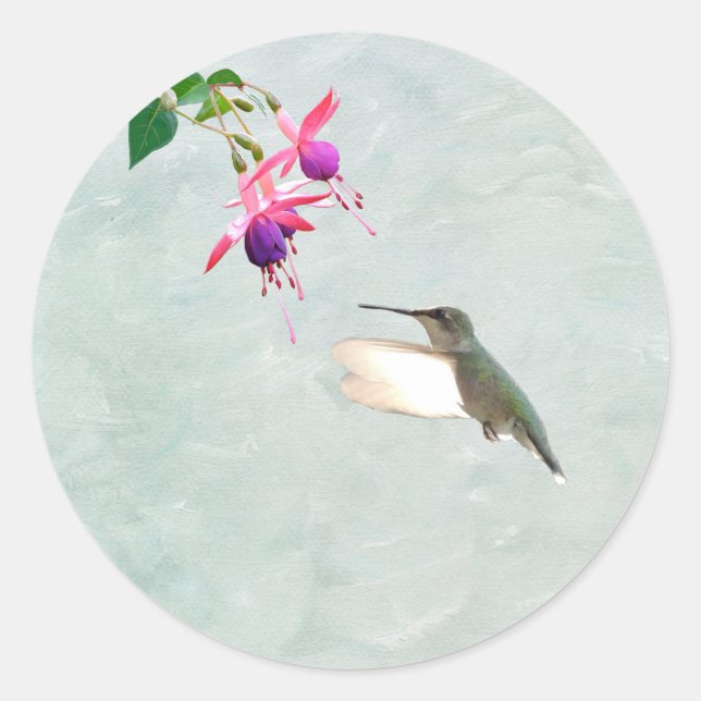 Hummingbird und Fuschia Sticker (Vorderseite)