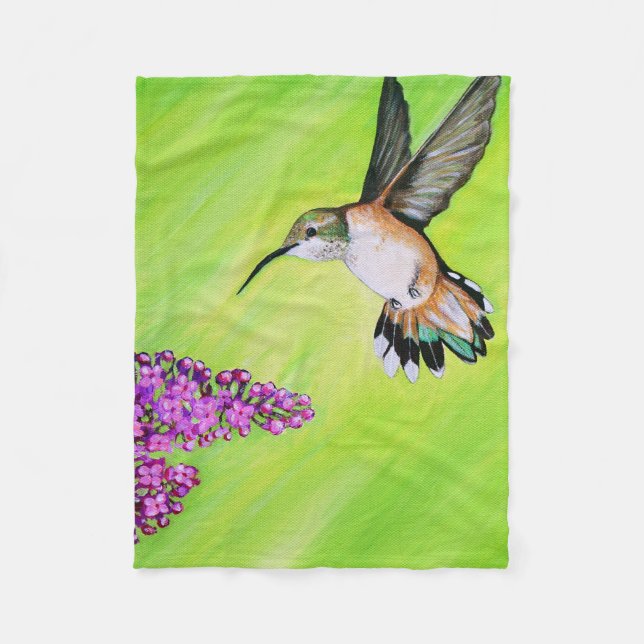 Hummingbird und Lilac Painting Fleecedecke (Vorderseite)