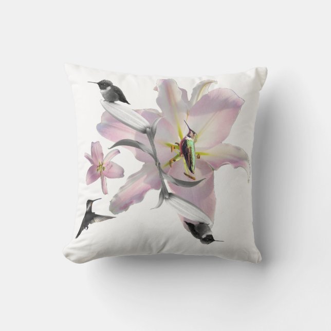 Hummingbird und Lilies Kissen (Vorderseite)