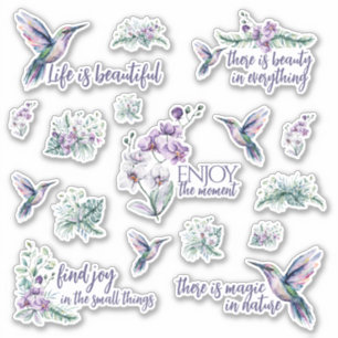 Hummingbird und Orchid Vinyl Stickers Aufkleber