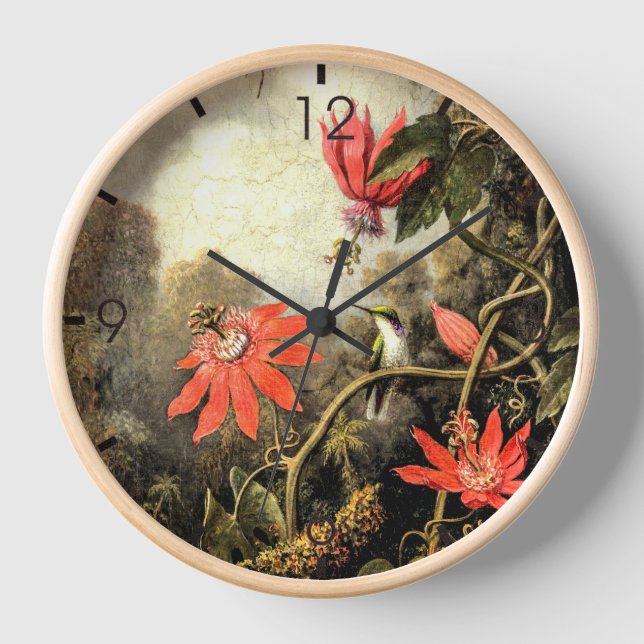 Hummingbird und Passionblumen Uhr (Vorderseite)