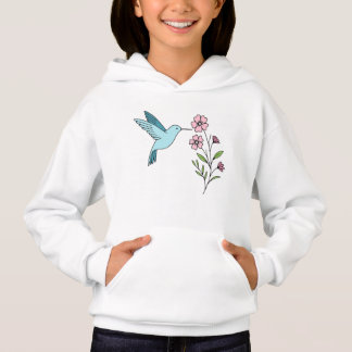 Hummingbird und Pink Floral Illustration Hoodie