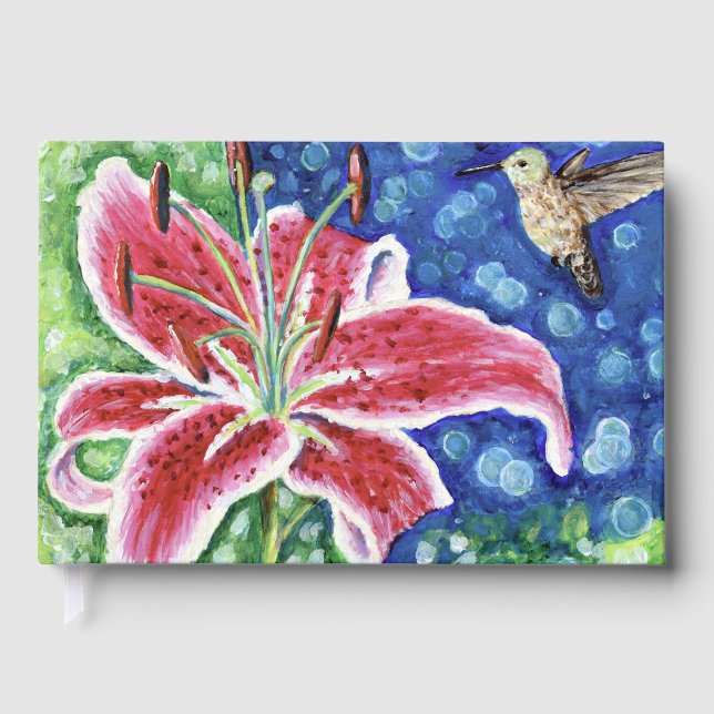 Hummingbird und Stargazer Lily Painting Gästebuch (Vorderseite)