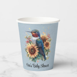 Hummingbird und Sunflower Blue Baby Dusche Pappbecher