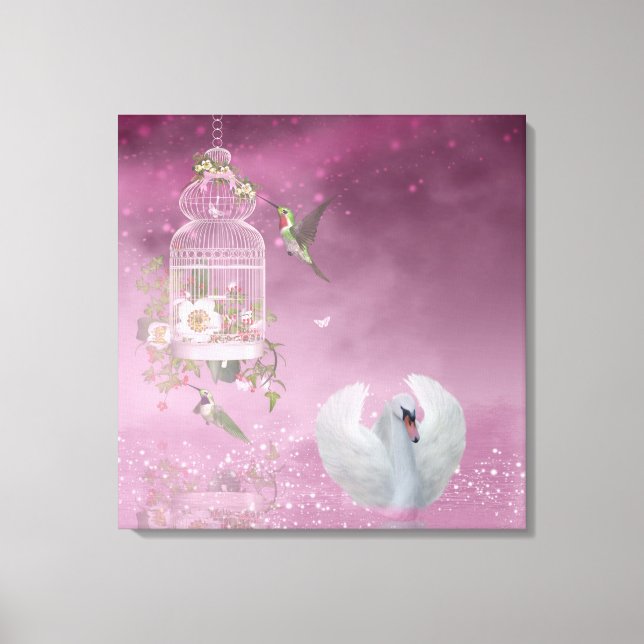 Hummingbird und Swan Leinwanddruck (Vorderseite)