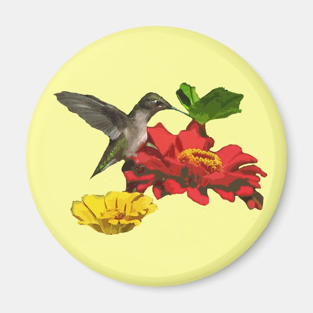 Hummingbird und Zinnias Magnet (Vorne)