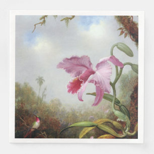 Hummingbird und zwei Orchideen Serviette