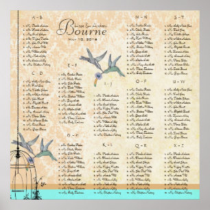 Hummingbird Vintag Love Birds Sitzkarten Poster