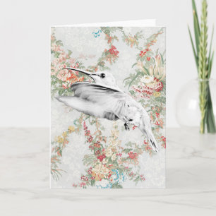 Hummingbird Vintage florale Kunstkarte Karte