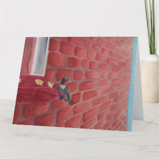 Hummingbird von einer Ziegelmauer: Karte 8.5"x11"