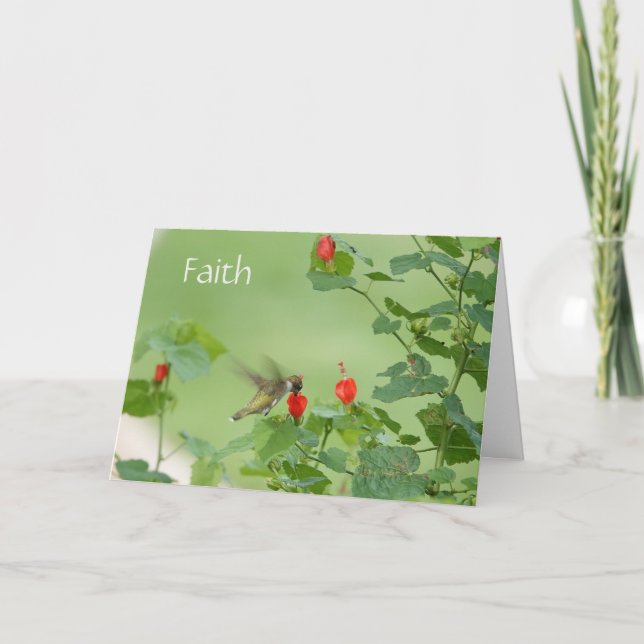 Hummingbird w verse (Luke 1:37) Beileid Karte (Vorderseite)