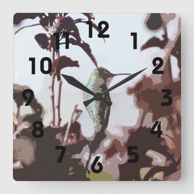 Hummingbird Wall Clock Quadratische Wanduhr (Vorderseite)