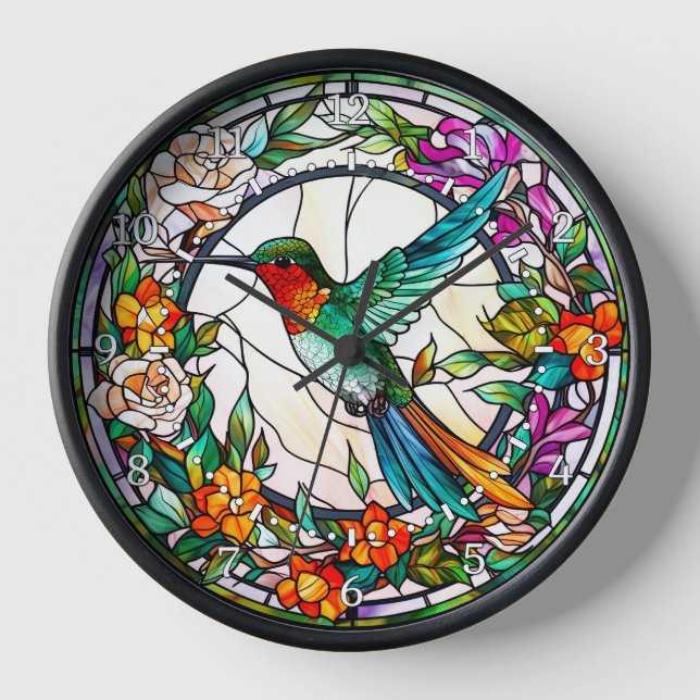 Hummingbird-Wand aus festem Glas Uhr (Vorderseite)