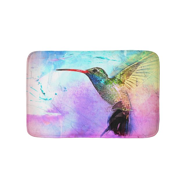 Hummingbird & Watercolor Badematte (Vorderseite)