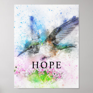 Hummingbird Watercolor Office Deco Matte Poster