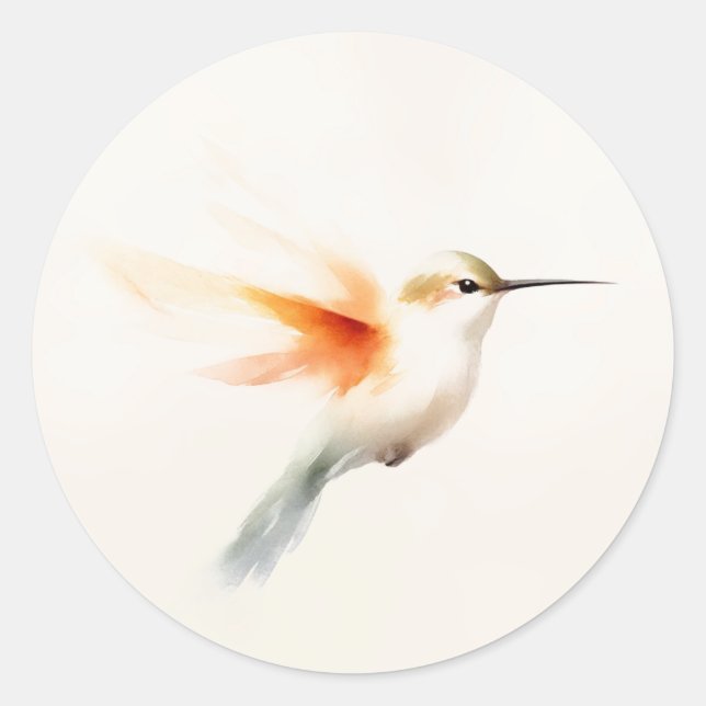 Hummingbird Watercolor Runder Aufkleber (Vorderseite)