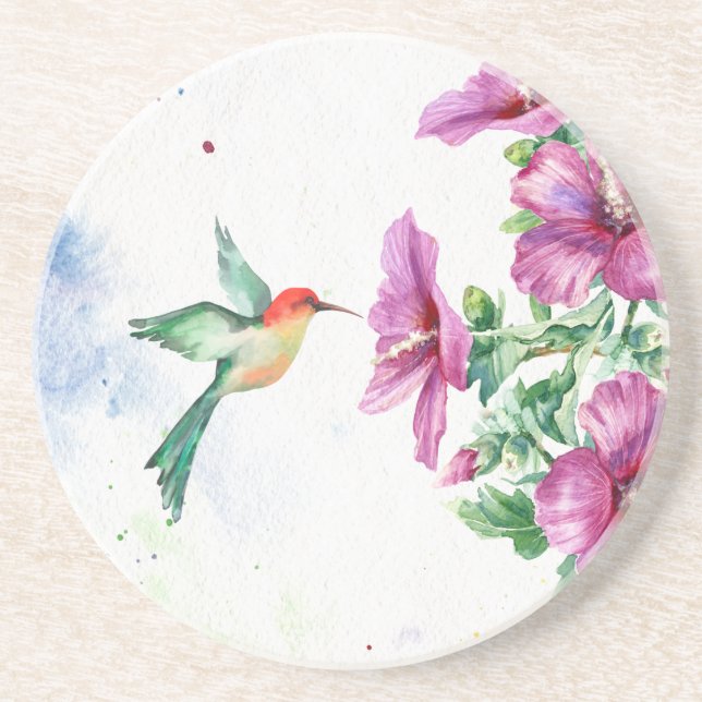Hummingbird Watercolor Sandstone Untersetzer (Vorne)