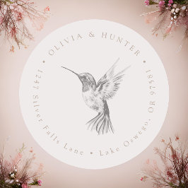 Hummingbird Wedding Couple Names Rücksendeadresse Runder Aufkleber