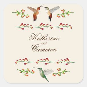 Hummingbird Wedding Quadratischer Aufkleber