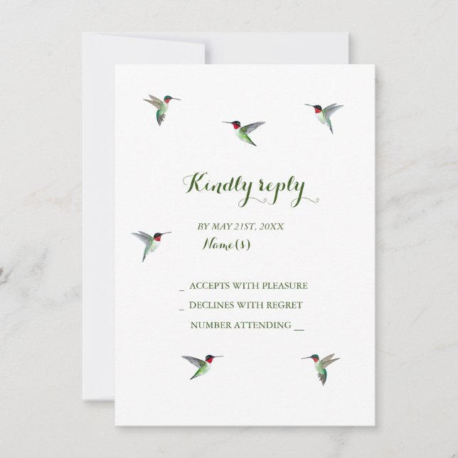 Hummingbird Wedding RSVP Einladung (Vorderseite)