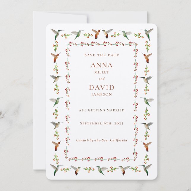 Hummingbird Wedding Save the Date (Vorderseite)
