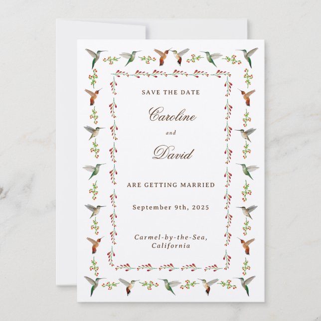 Hummingbird Wedding Save the Date (Vorderseite)