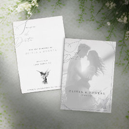 Hummingbird Wedding Save the Date Black and White Folieneinladung