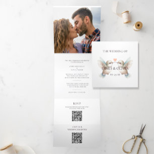 Hummingbird Wedding Trifold Hinzufügen Foto-Einlad Dreifach Gefaltete Einladung