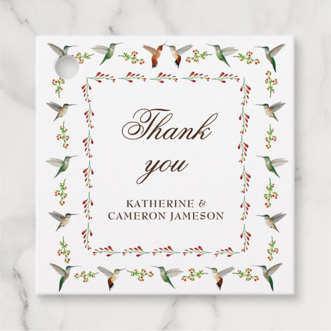 Hummingbird Wedding Vielen Dank Geschenkanhänger (Vorderseite)
