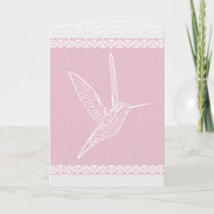 Hummingbird Weiß und Rosa Karte