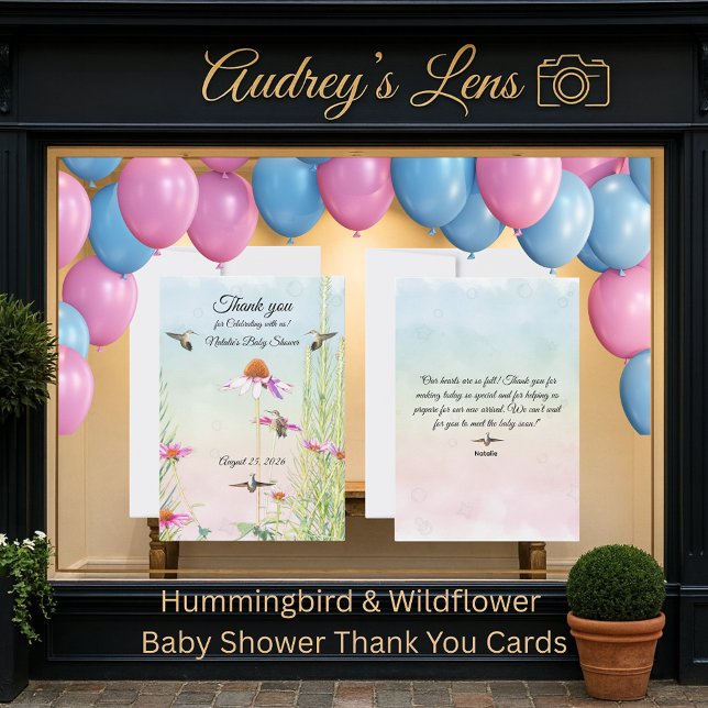 Hummingbird & Wildflower Baby Shower Dankeskarte (Von Creator hochgeladen)
