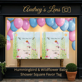 Hummingbird & Wildflower Baby Shower Geschenkanhänger