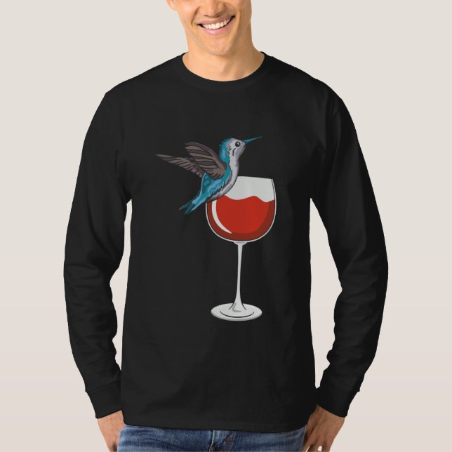 Hummingbird Wine Drinking Birdwatching T-Shirt (Vorderseite)