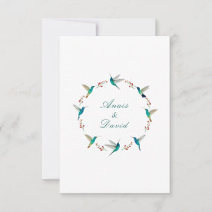 Hummingbird Wreath Wedding Dankeschön Karte