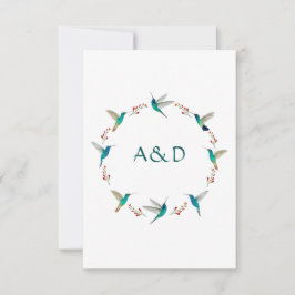 Hummingbird Wreath Wedding RSVP Card Einladung