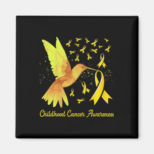 Hummingbird Yellow Gold Childhood Cancer Awareness Magnet