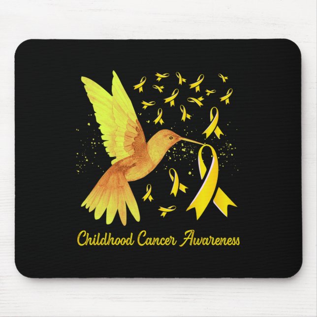 Hummingbird Yellow Gold Childhood Cancer Awareness Mousepad (Vorne)