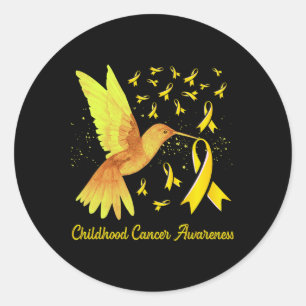 Hummingbird Yellow Gold Childhood Cancer Awareness Runder Aufkleber