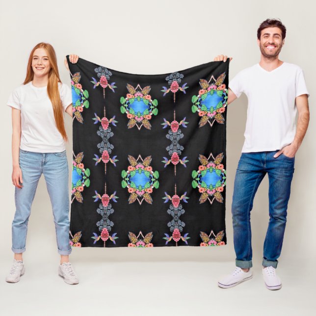 Hummingbirds and Butterflies Fleece Blanket (Beispiel)