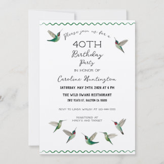 Hummingbirds Birthday Invitation Einladung