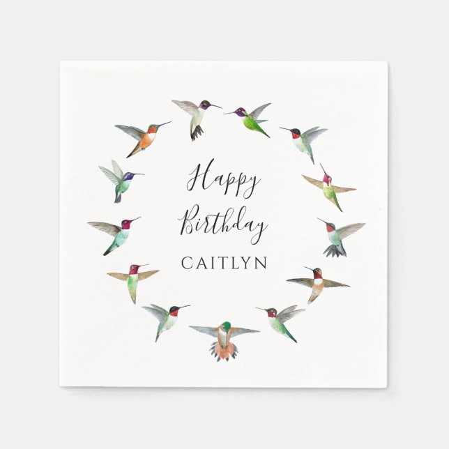 Hummingbirds Birthday  Serviette (Vorderseite)