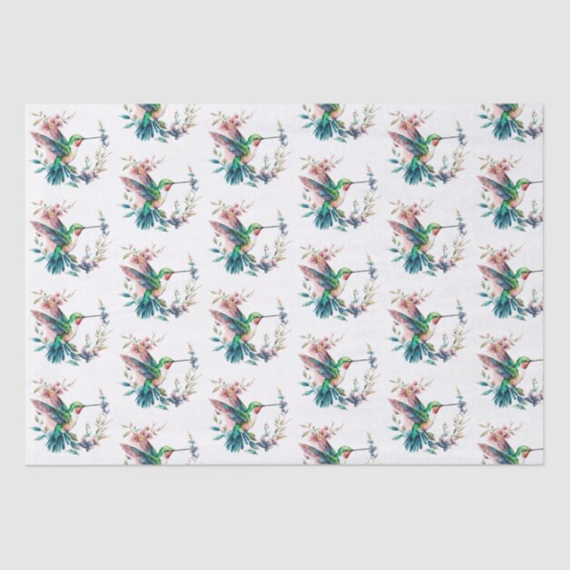Hummingbirds Blume Muster Seidenpapier (Vorderseite)