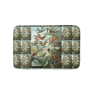 Hummingbirds by Ernst Haeckel, Vintage Vogelbäume Badematte