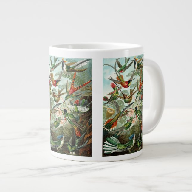 Hummingbirds by Ernst Haeckel, Vintage Vogelbäume Jumbo-Tasse (Vorderseite Rechts)