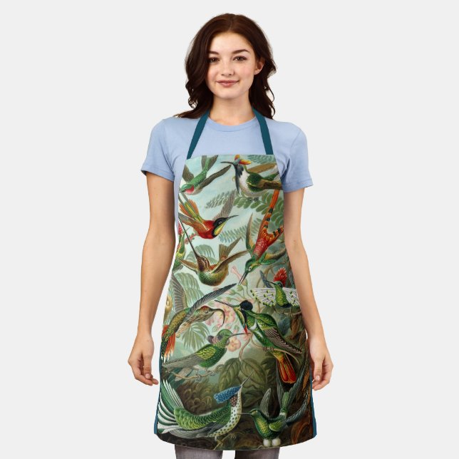 Hummingbirds by Ernst Haeckel, Vintage Vogelbäume Schürze (Getragen)