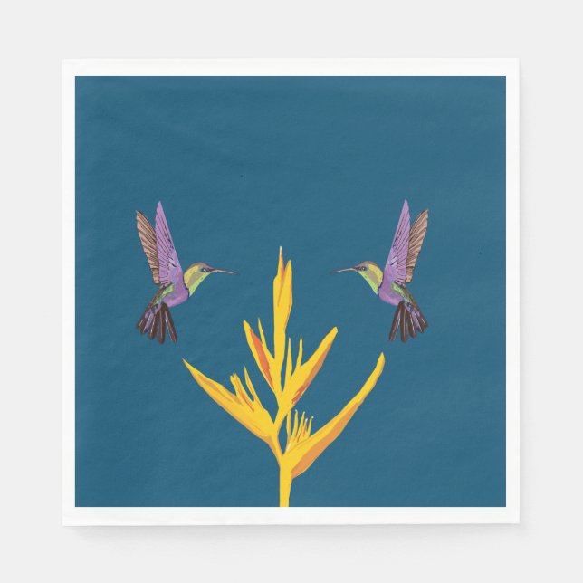 Hummingbirds Gelbe Blume Serviette (Vorderseite)