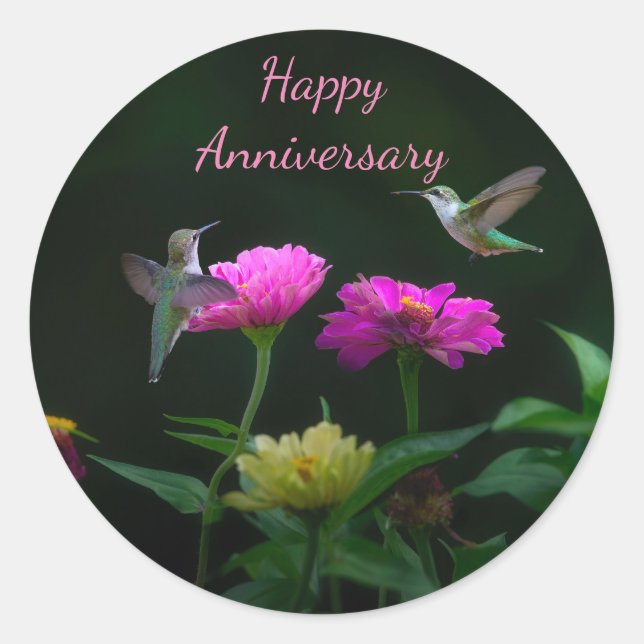 Hummingbirds Happy Anniversary Sticker (Vorderseite)