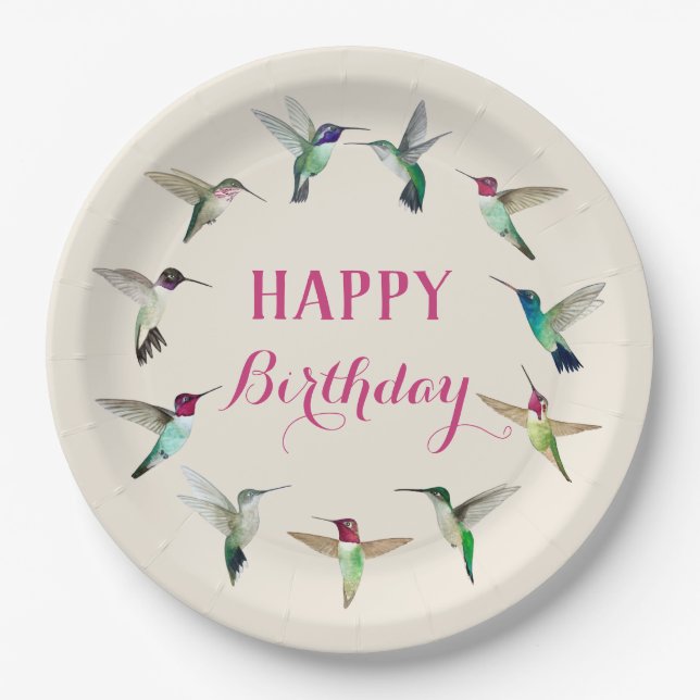 Hummingbirds Happy Birthday Paper Tellers Pappteller (Vorderseite)